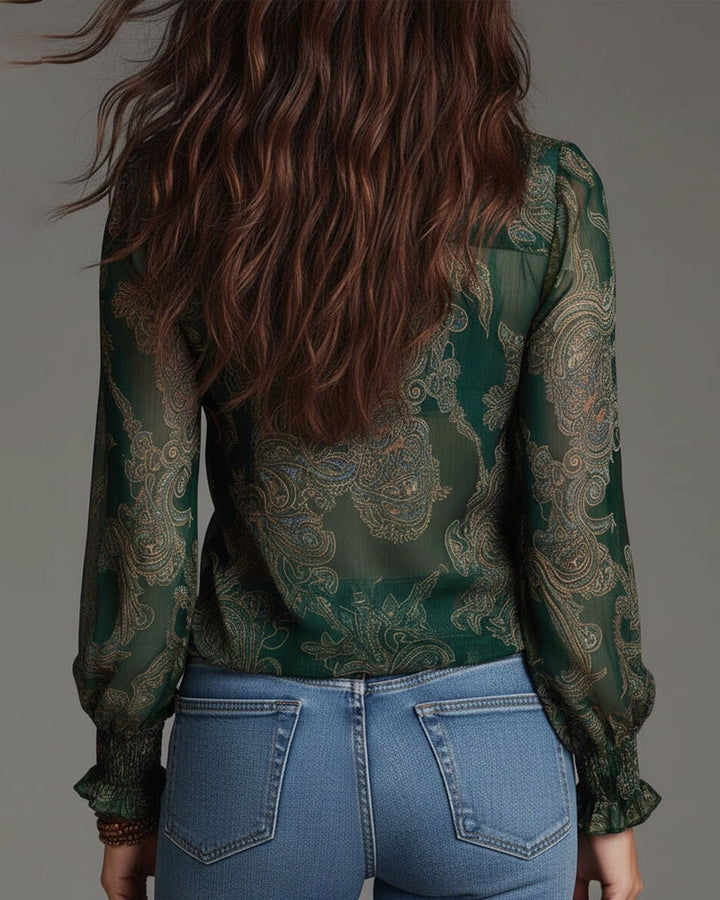 Demi Zip Ruffled Retro Blouse - Elena Harper