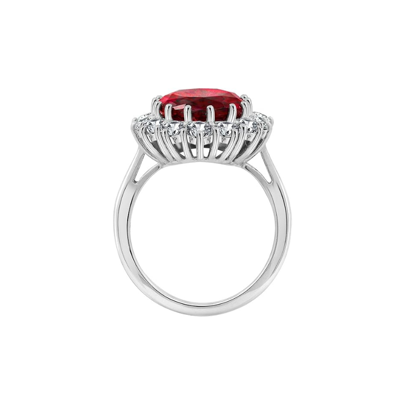 Elegant white gold ring with ruby accent, view 2 - Elena Harper