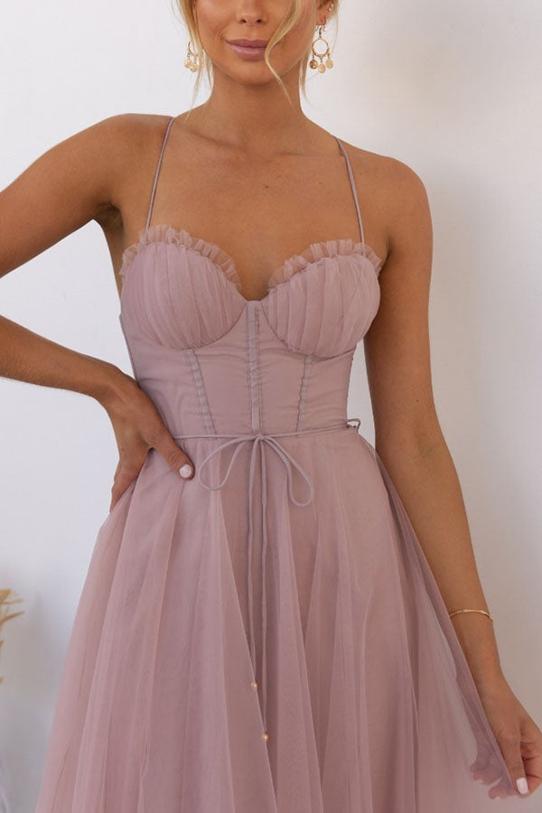 Elegant Long Dress with Bustier Flowing Ceremony Dress - Elena Harper