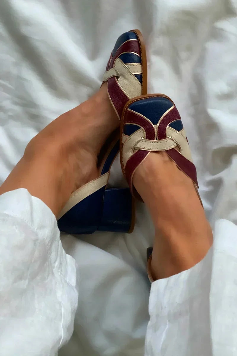 Amara Tri-Color Slip-On Flats - Elena Harper