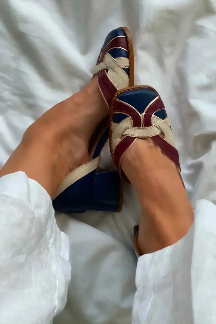 Amara Tri-Color Slip-On Flats - Elena Harper