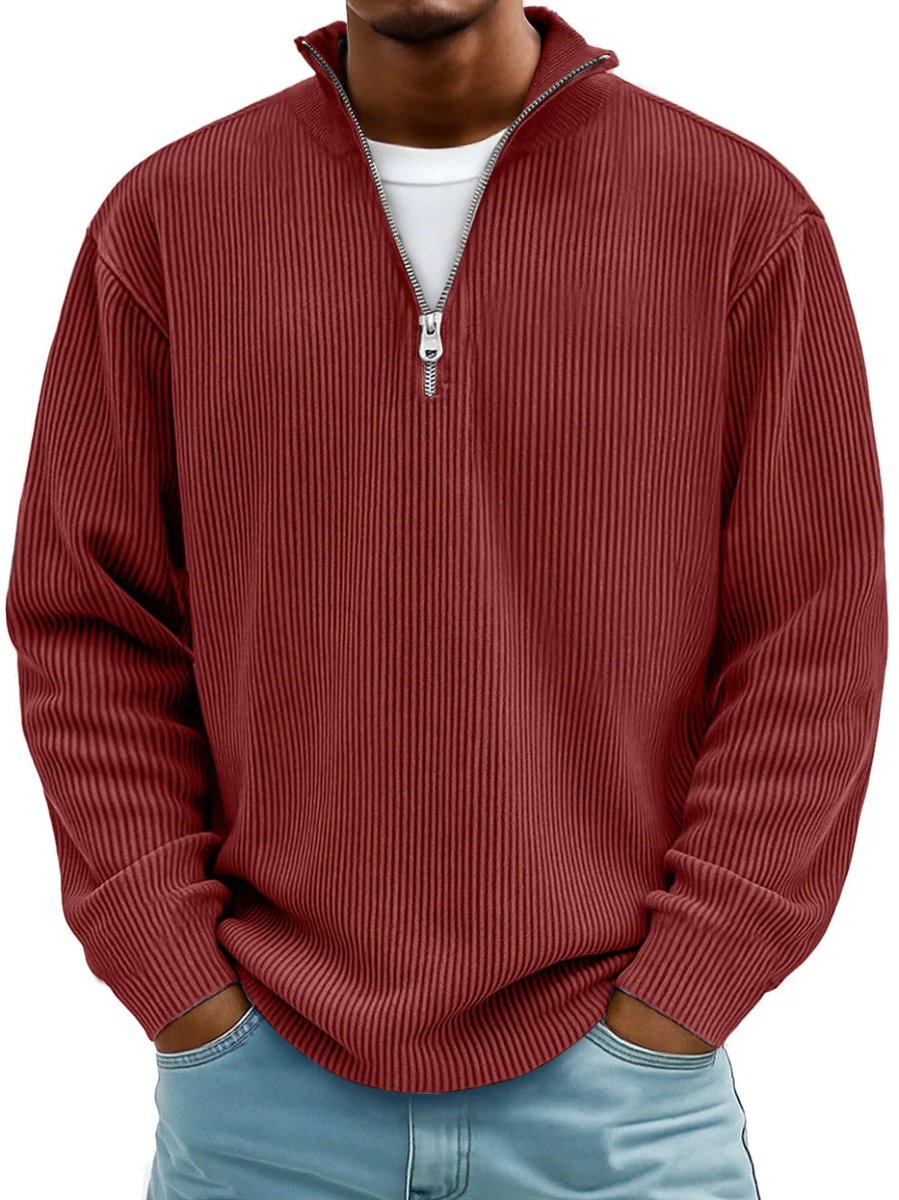 Tobias | Stylish Men's Ribbed Knit Sweater with Quarter-Zip