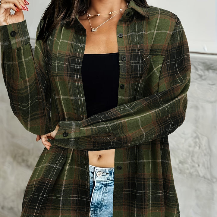 Clara | Loose-fitting women's shirt with plaid pattern in lumberjack style