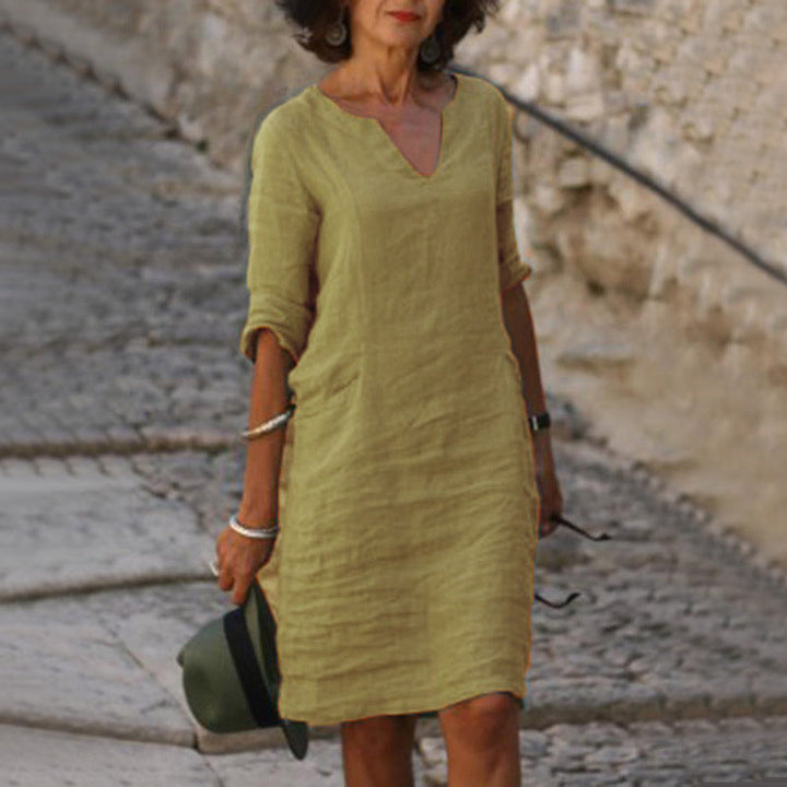 Sophia | Casual V-Neck Midi Dress