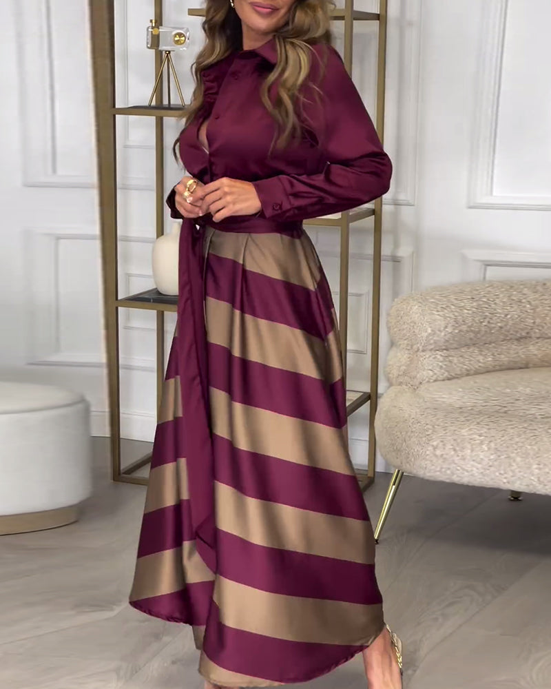 Ariana Striped Elegance Dress - Elena Harper