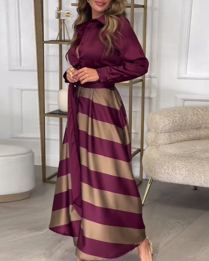 Ariana Striped Elegance Dress - Elena Harper
