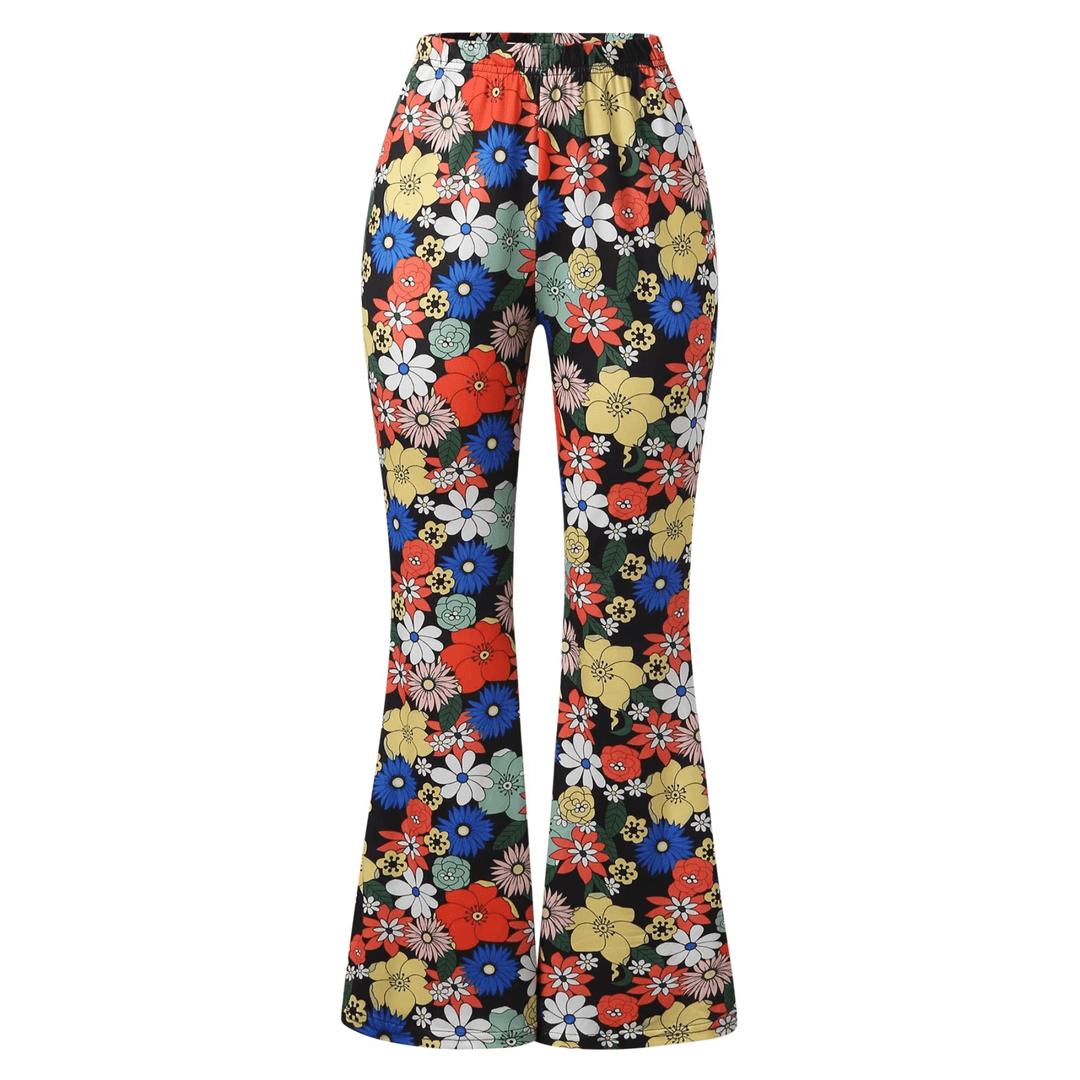 High-Waisted Floral Flared Trousers
