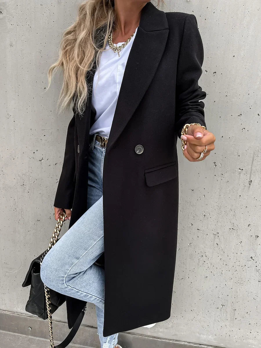 Aaliyah Classic Winter Coat with Lapels - Elena Harper