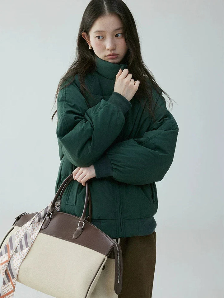 Annora Down Filled Puffer Jacket with High Stand Collar for Women - Elena Harper