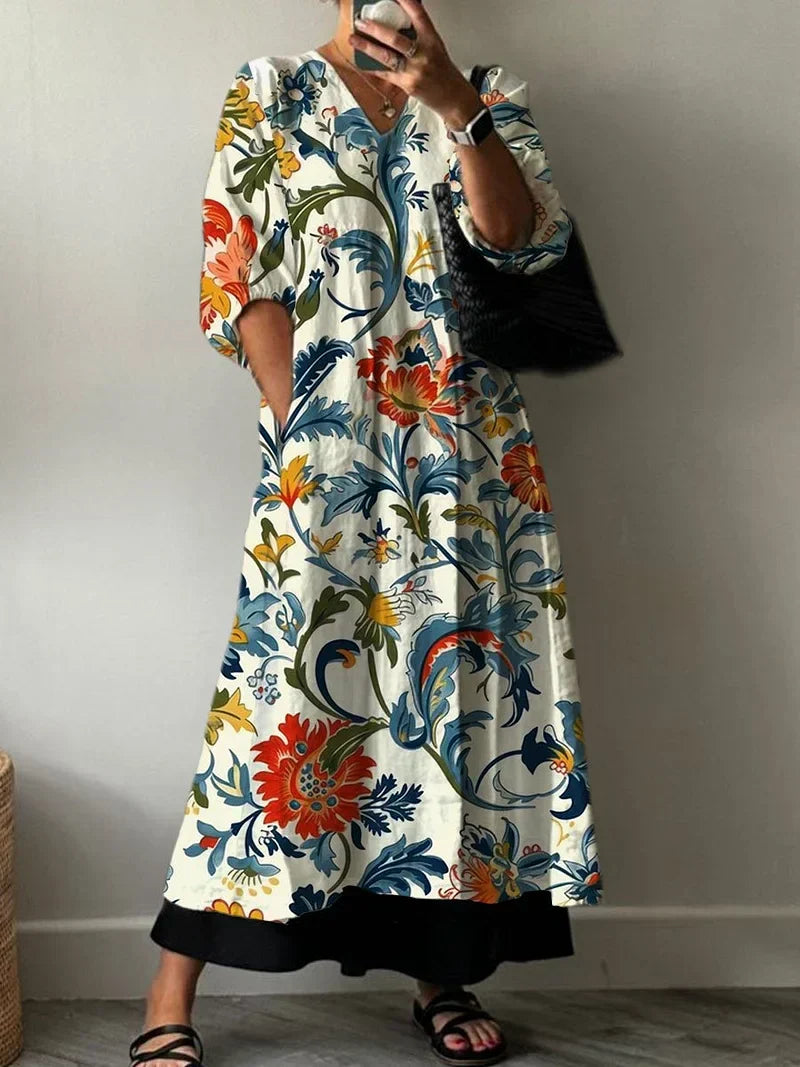 Elegant Printed Dress Carol - Elena Harper