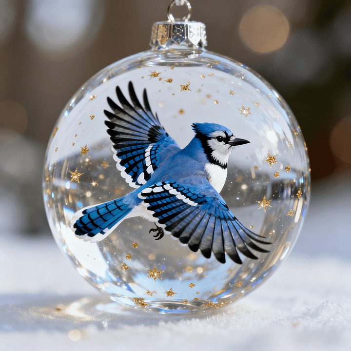 FrostFlight Collection of Glass Christmas Ornaments with Cute Birds, view 3 - Elena Harper