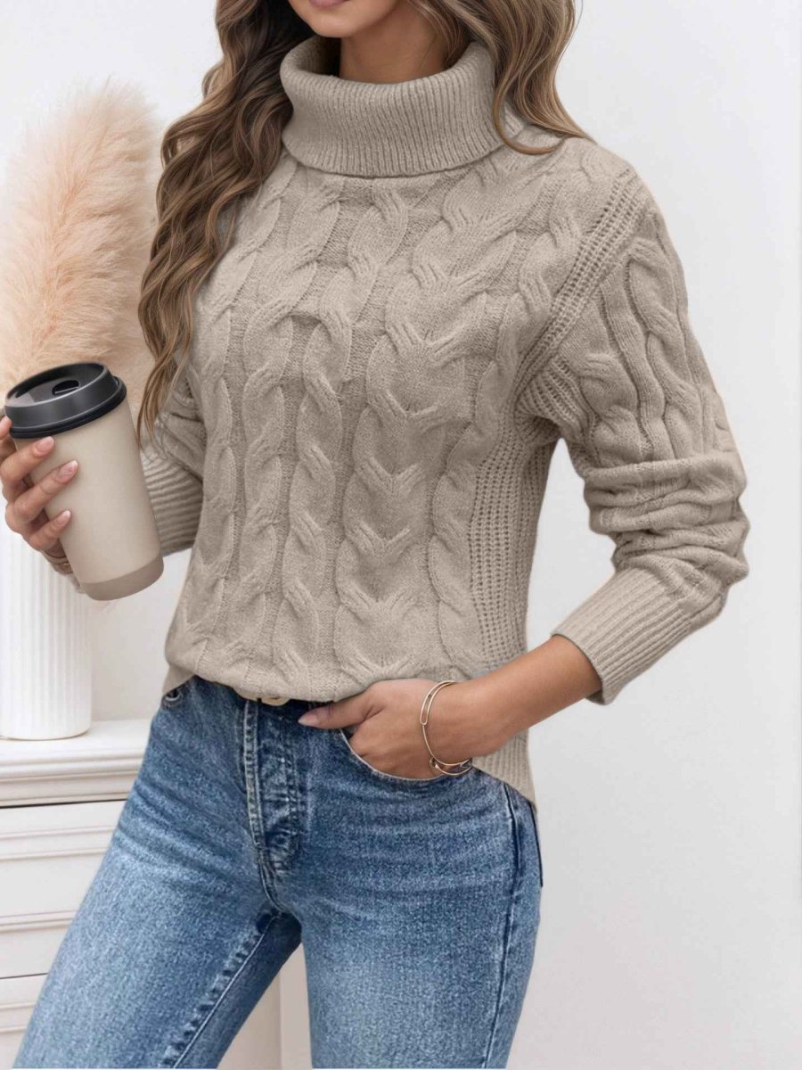 Women's Sweater with Turtleneck and Long Sleeves
