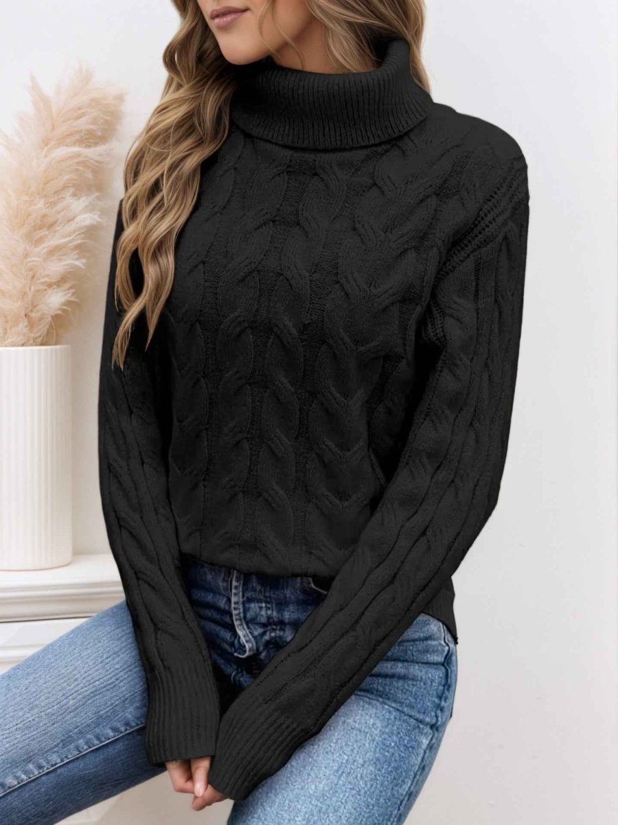 Women's Sweater with Turtleneck and Long Sleeves