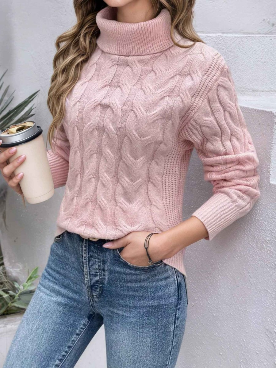 Women's Sweater with Turtleneck and Long Sleeves