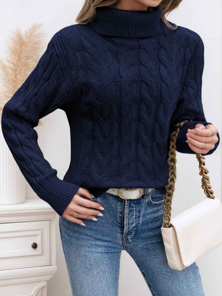 Women's Sweater with Turtleneck and Long Sleeves