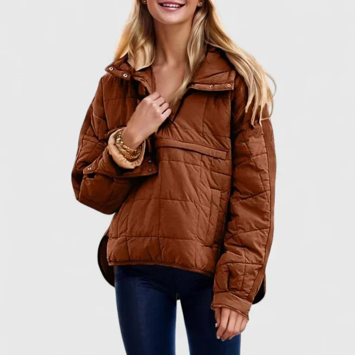 Fennara Women's Quilted Oversized Pullover Jacket, view 2 - Elena Harper