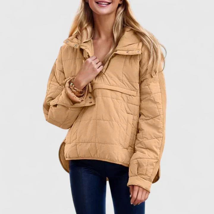 Fennara Women's Quilted Oversized Pullover Jacket, view 5 - Elena Harper