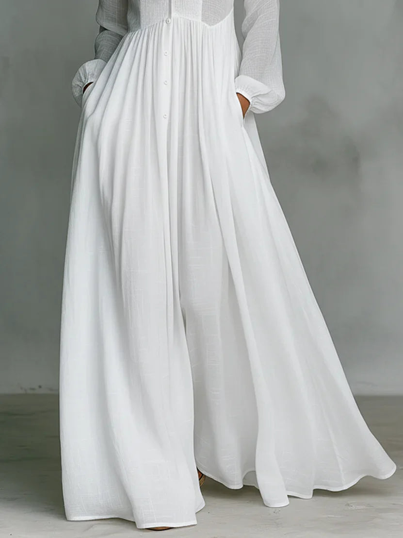 Lena Stylish Maxi Dress with Buttons, view 3 - Elena Harper