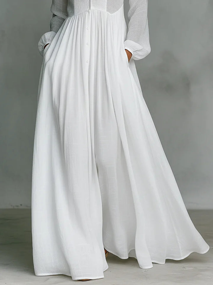 Lena Stylish Maxi Dress with Buttons, view 3 - Elena Harper