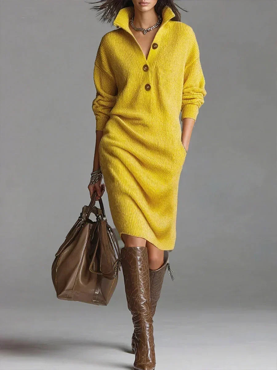 AVA – CLASSIC BUTTON KNIT DRESS