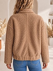 Women's Sherpa Jacket with Pockets - Warm and Cozy