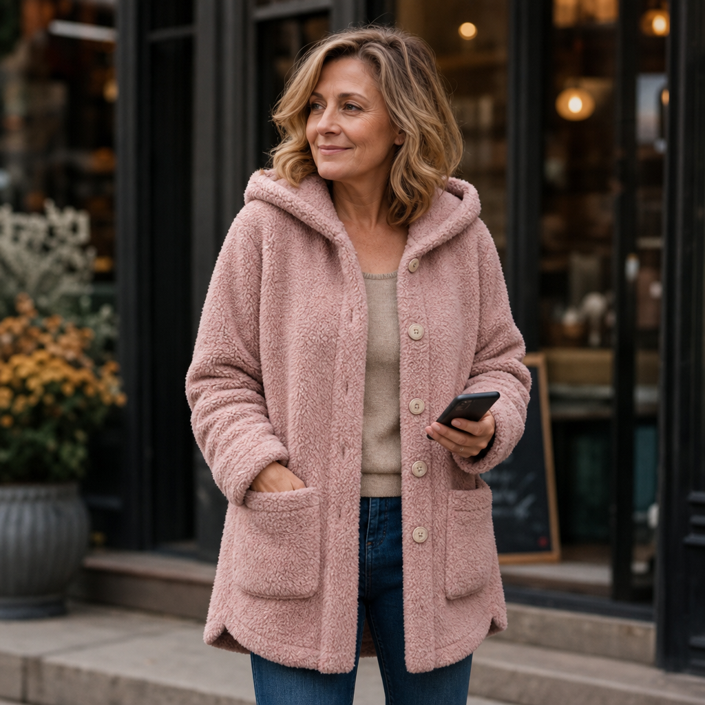 Cozyvale Button-Front Hooded Winter Jacket - Elena Harper