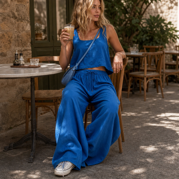 Crinklewear Crinkle Cami And Wide-Leg Pants Set - Elena Harper
