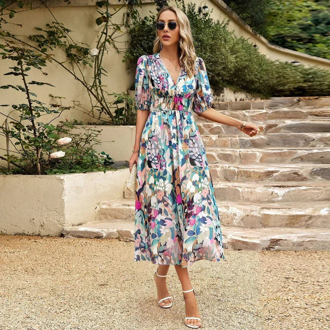 Grace V-Neck Dress - Elena Harper