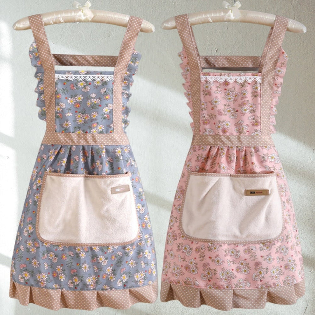 Floral Cooking Apron With Pockets And Adjustable Straps For Home And Restaurant Use - Elena Harper