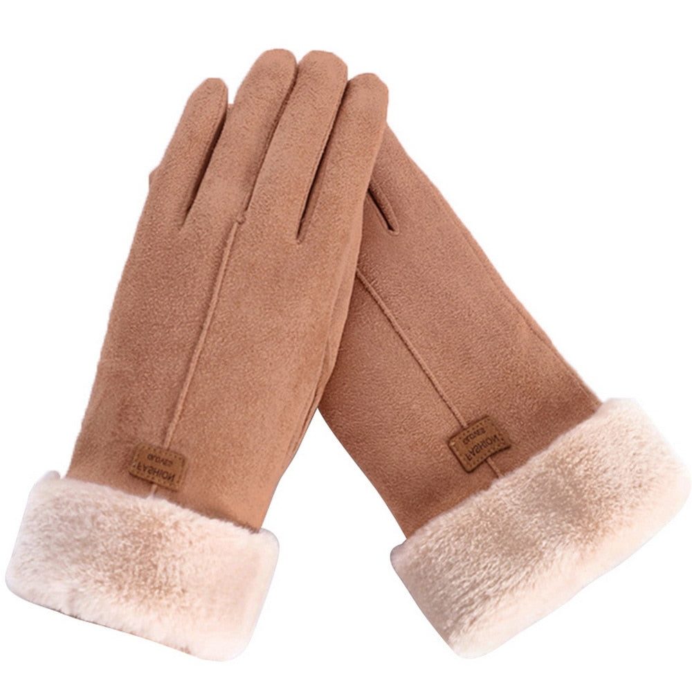 Fluffy Gloves with Lining and Touchscreen for Women