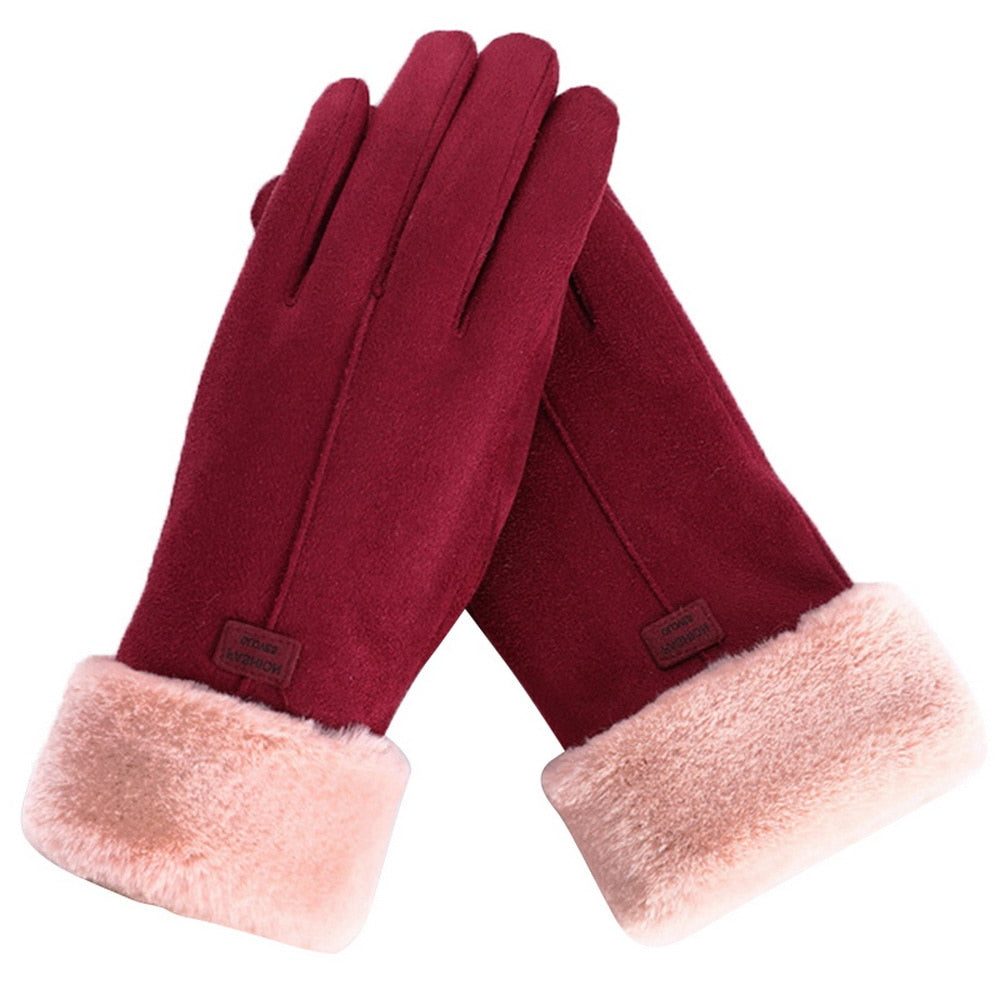 Fluffy Gloves with Lining and Touchscreen for Women