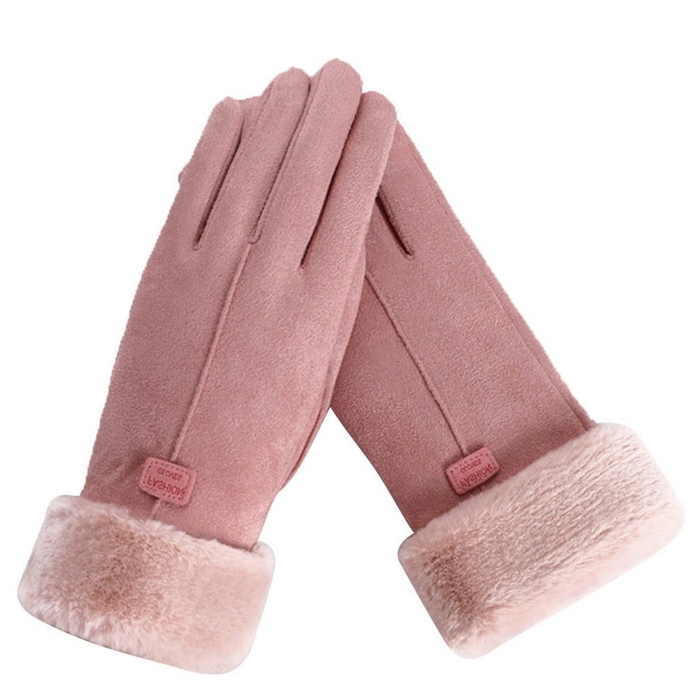 Fluffy Gloves with Lining and Touchscreen for Women