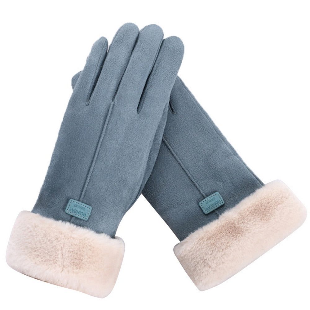 Fluffy Gloves with Lining and Touchscreen for Women