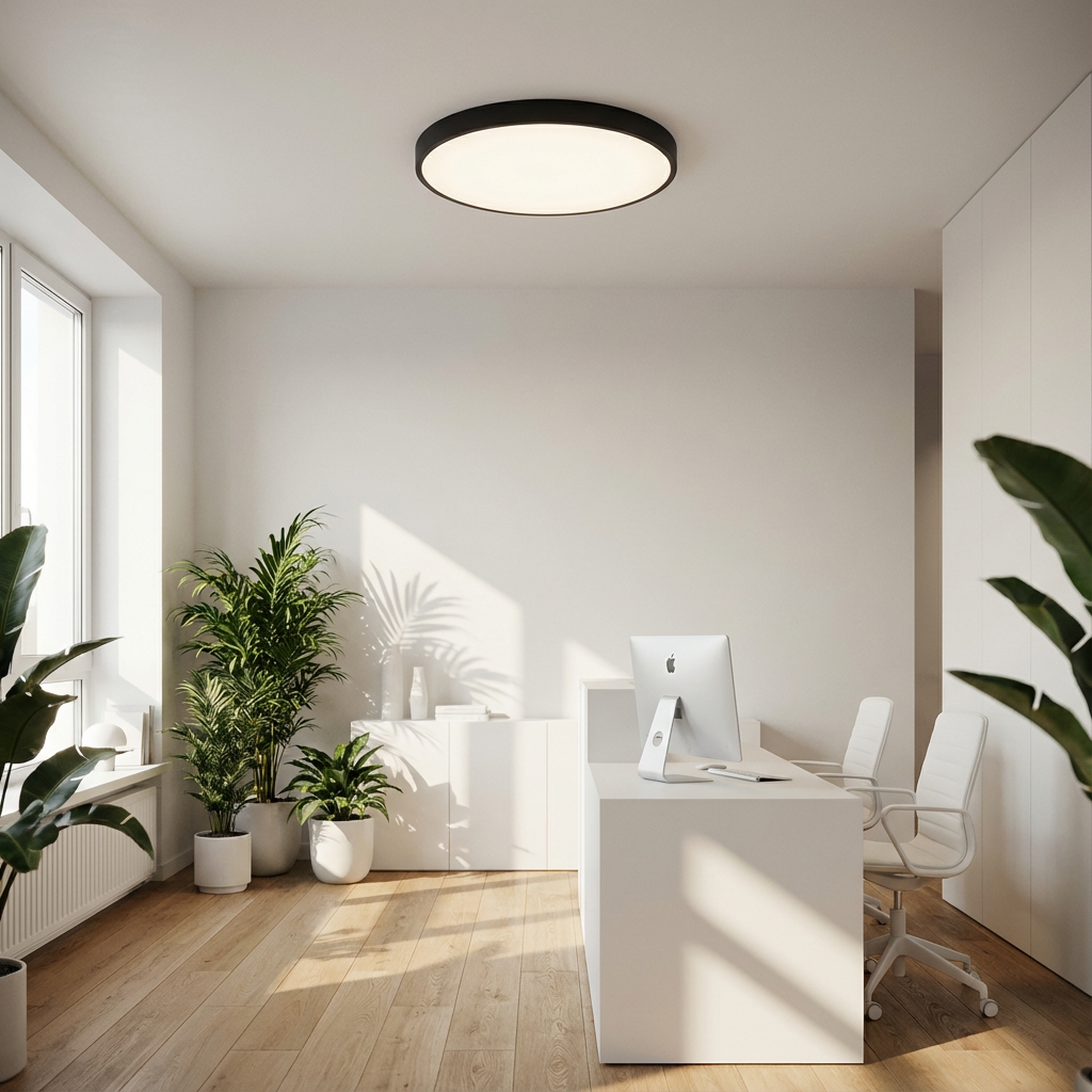Round LED Ceiling Light with Gold Trim – Slim Design