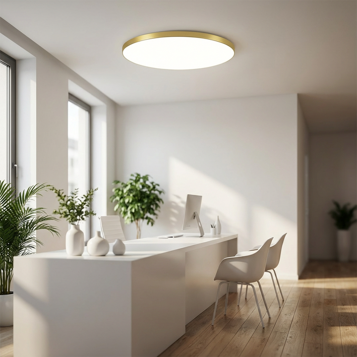 Round LED Ceiling Light with Gold Trim – Slim Design