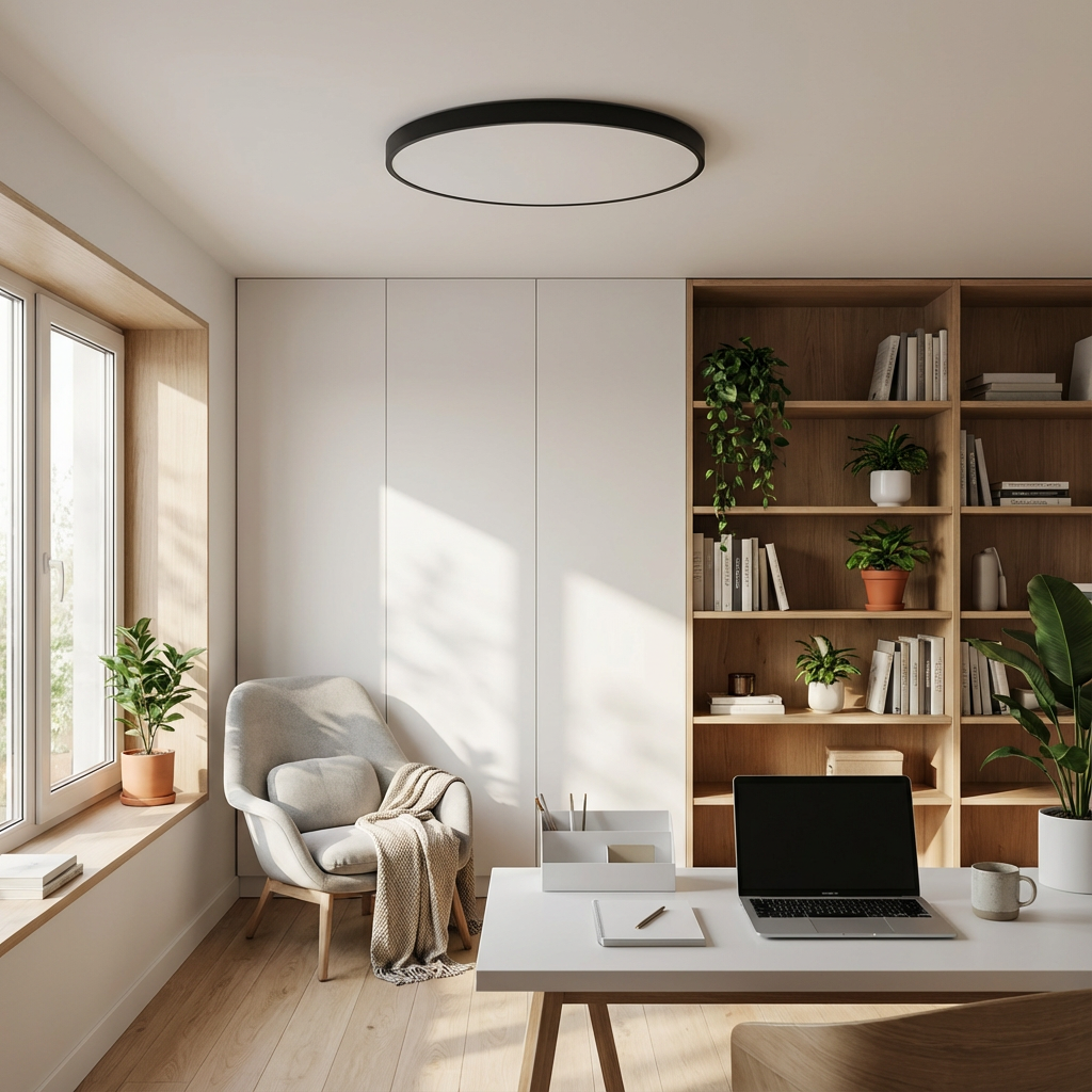 Round LED Ceiling Light with Gold Trim – Slim Design
