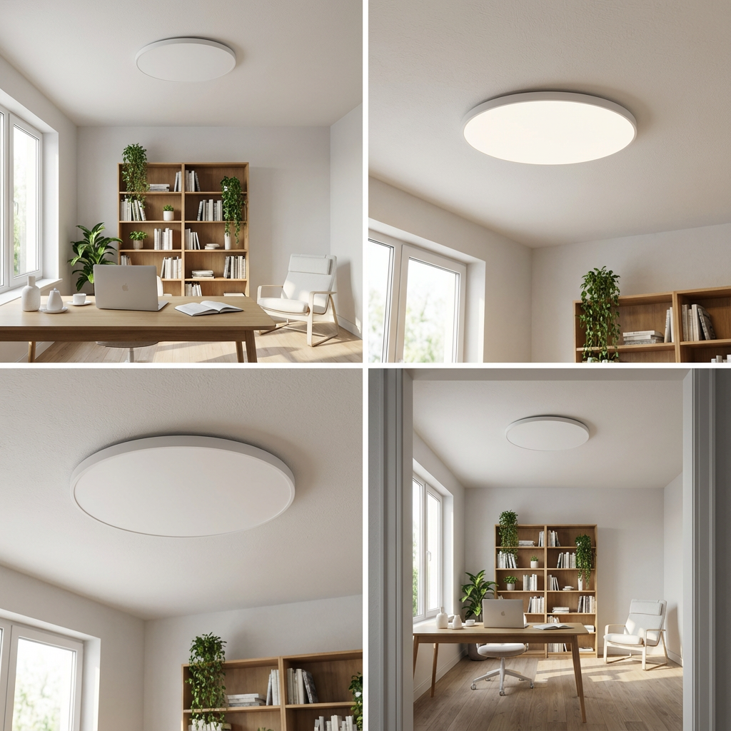 Round LED Ceiling Light with Gold Trim – Slim Design
