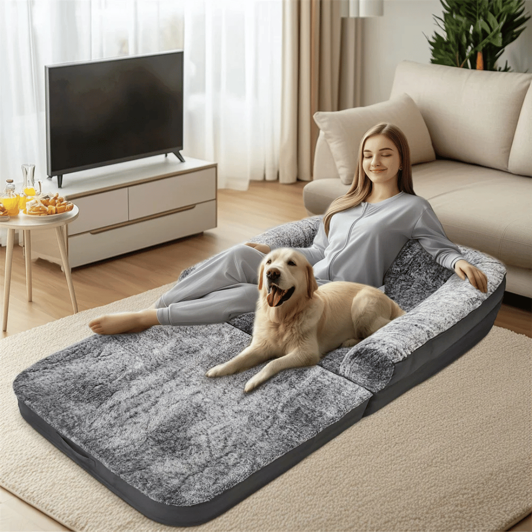 Foldable Calming Bolster Bed for Pets and Owners