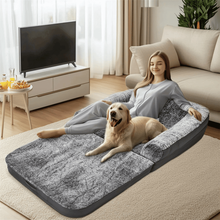 Foldable Calming Bolster Bed for Pets and Owners