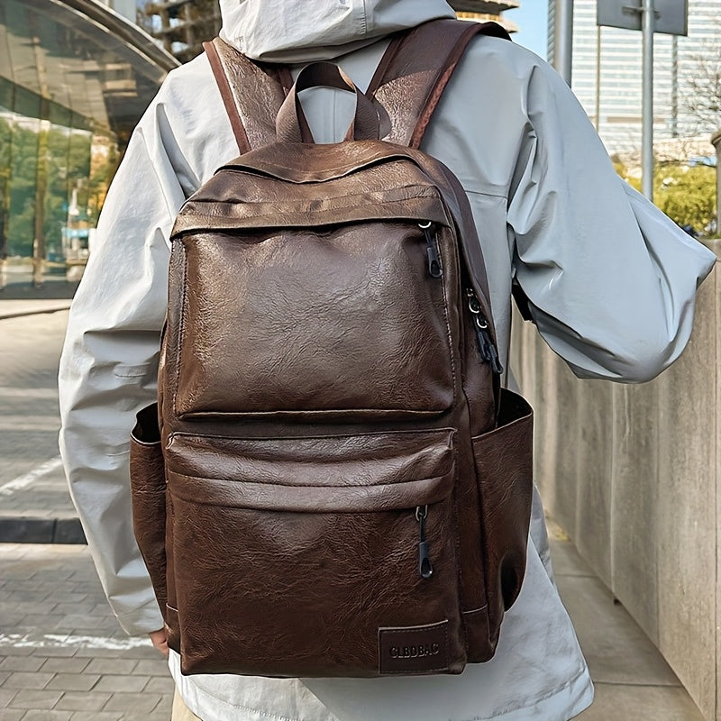Men's Backpack | Spacious Laptop Bag & Double Shoulder Strap | Casual & Functional | Faux Leather