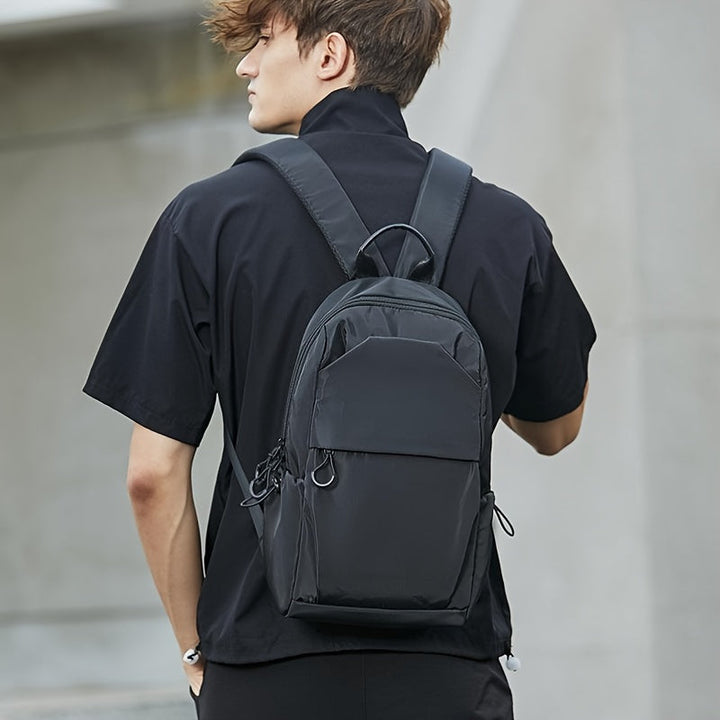 Men's Mini Backpack | Lightweight & Durable | Multiple Pockets | Black Oxford Fabric