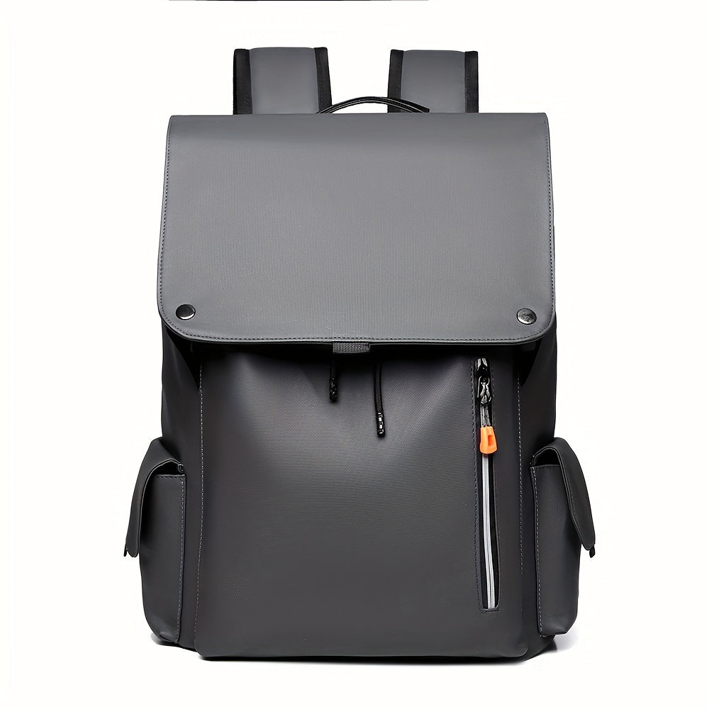 Men's Laptop Backpack | Large Capacity | With Laptop Compartment & Snap Button | Faux Leather