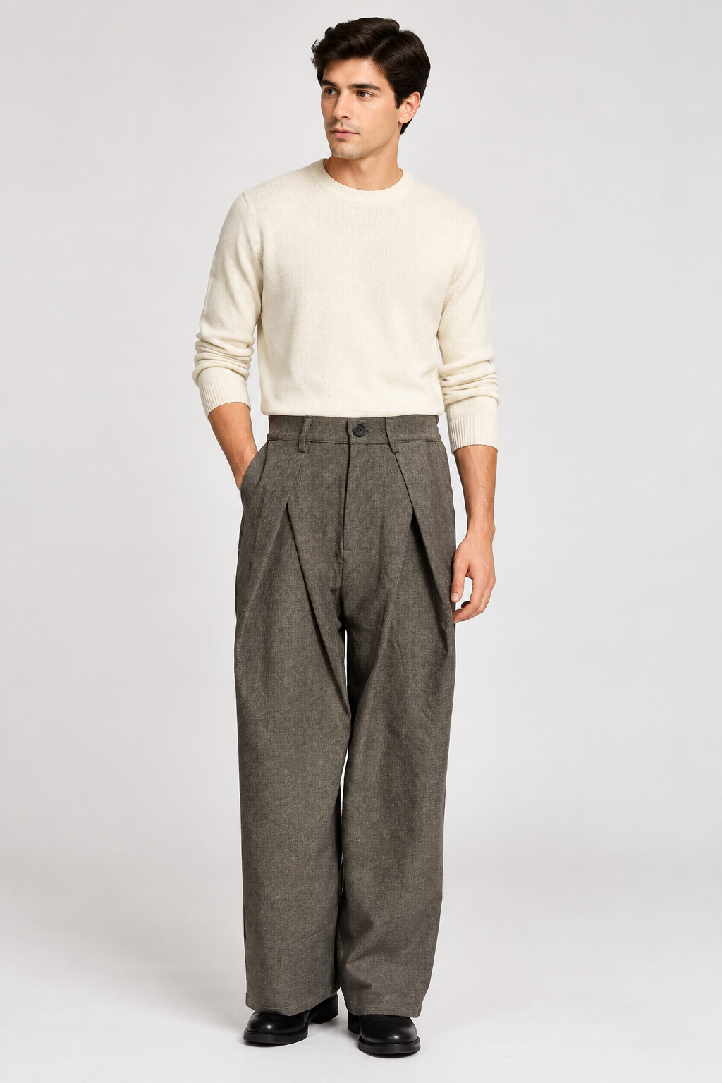 Men's Pleated High-Waist Pants - Elegant Classic