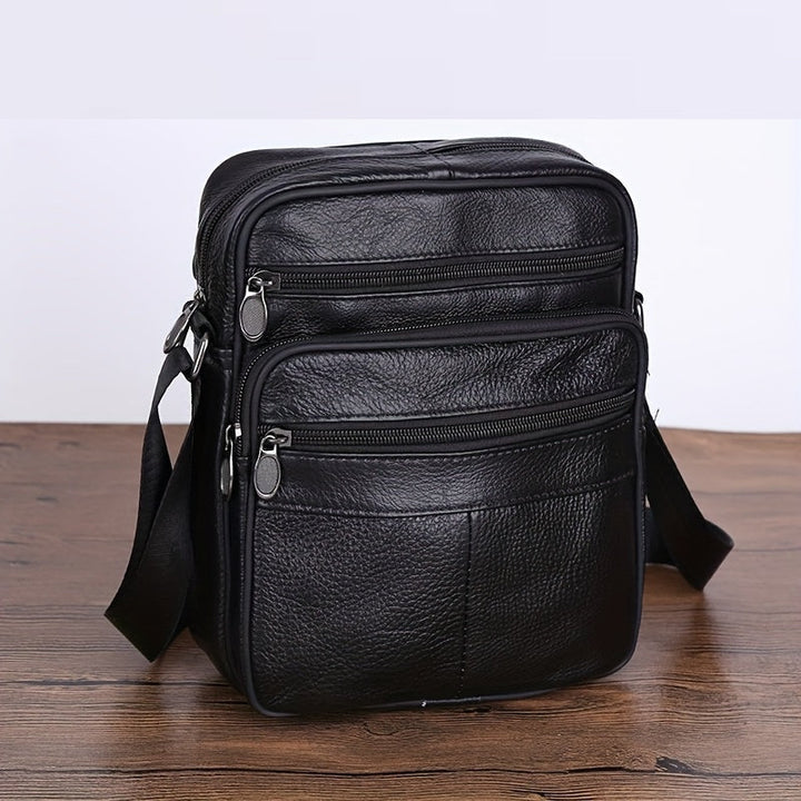 Men's Shoulder Bag | Genuine Leather | Large Capacity & Multiple Pockets | Adjustable Strap