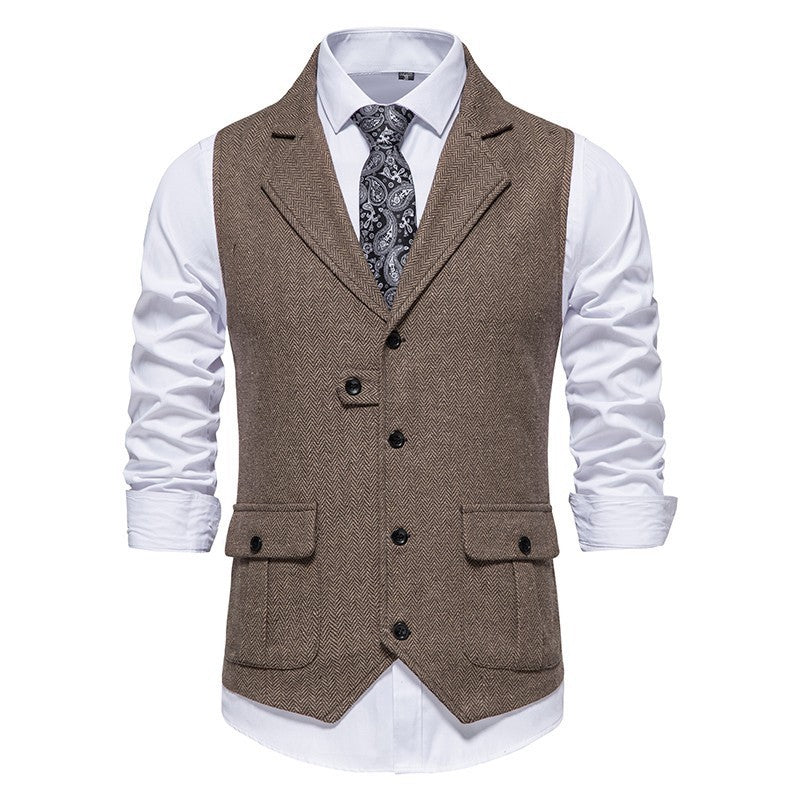 Paul | Men's Vest in Vintage Style with Herringbone Pattern