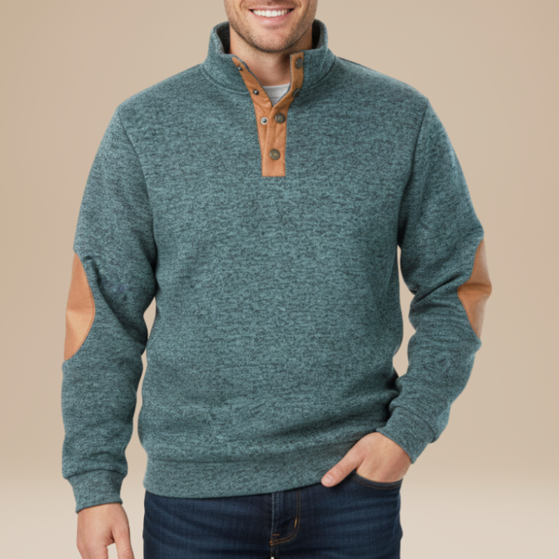 Men's Sweaters | With Elbow Patches | Button Collar Design