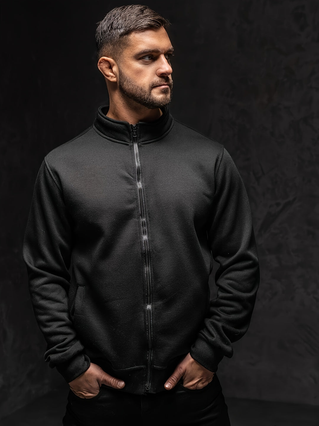 Men's Sweatshirt Fleece Lined Zipper & Collar Casual & Warm - Elena Harper