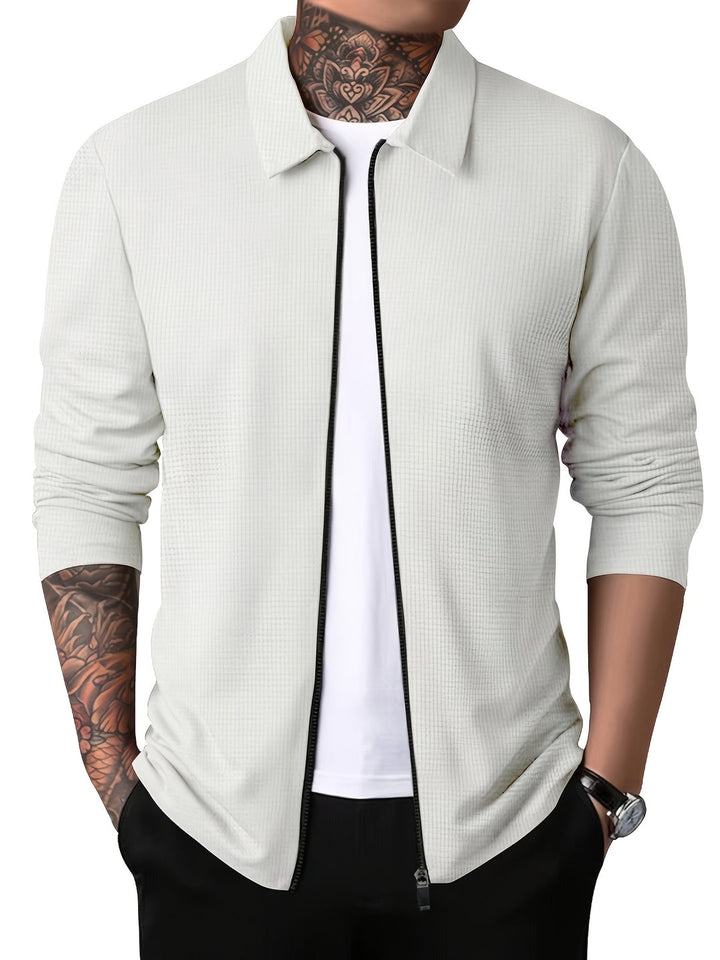Men's Zip Jacket | Solid Color | Chest Pocket & Lapel | Spring & Autumn