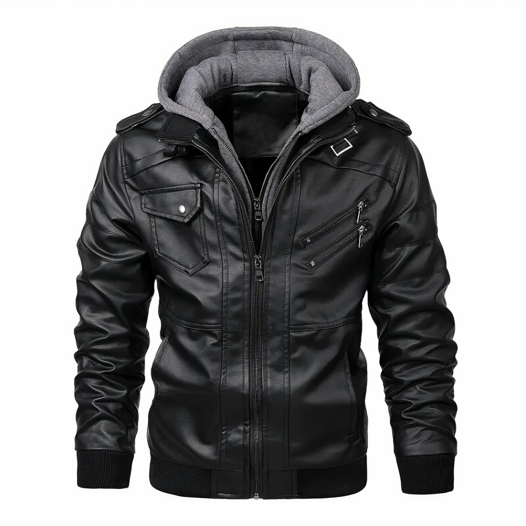 Winter Jacket Men | Stylish & Thick | Faux Leather Hooded Intermediate Jacket