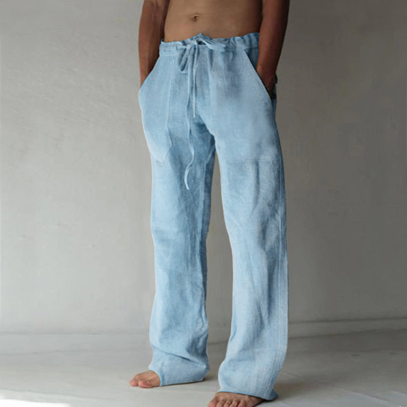 Men's Pants | Linen Look | Drawstring Closure | Comfort & Elegance